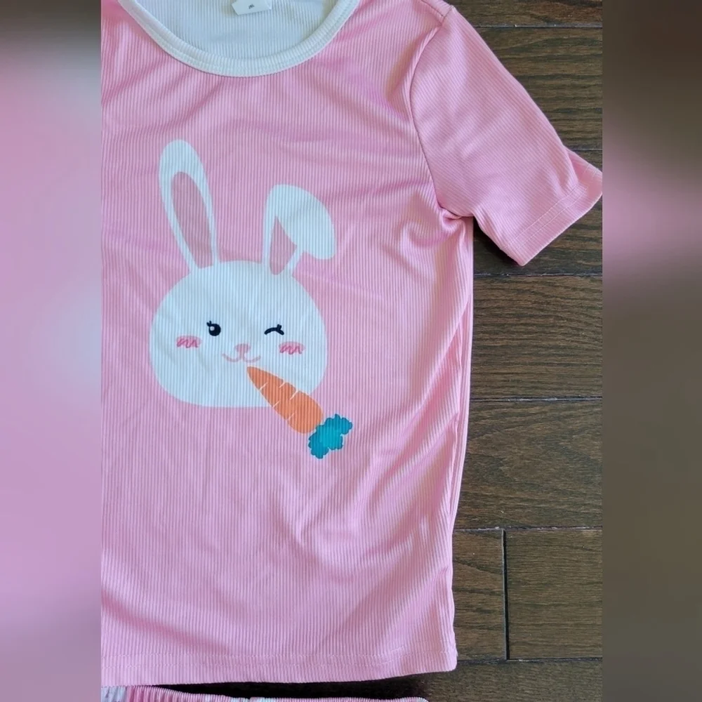 Toddler Girls Cartoon Graphic Contrast Trim Snug Fit PJ Set Size: 7Y